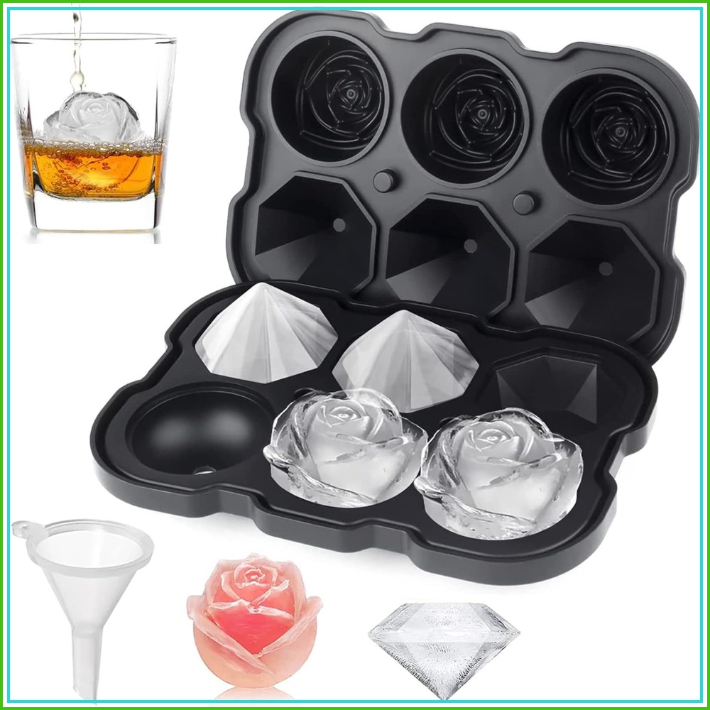 Silicone Mold Tray - 2 Inch Rose & Diamond Ice
