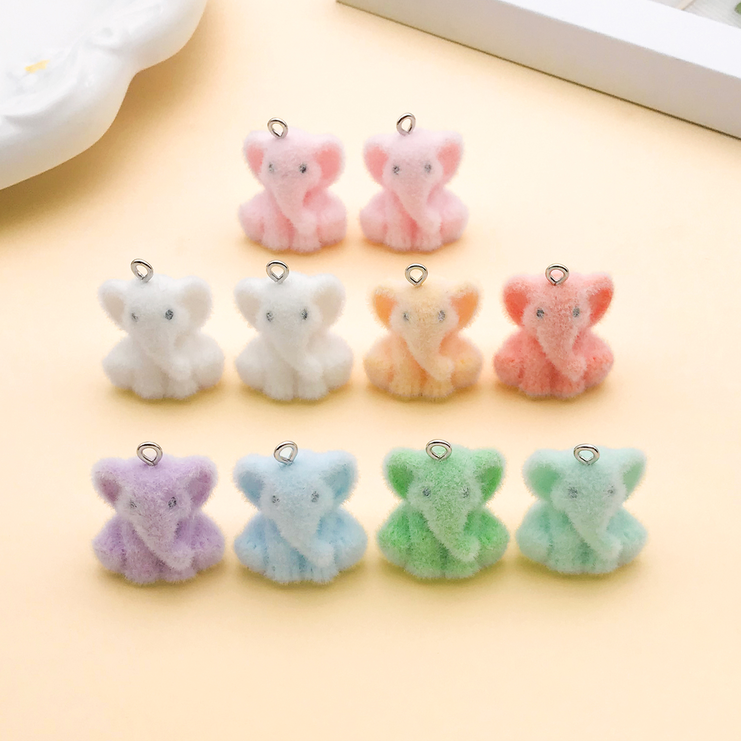 Resin Craft Projects - 2/10pcs Resin Flocking Cute Little Elephant