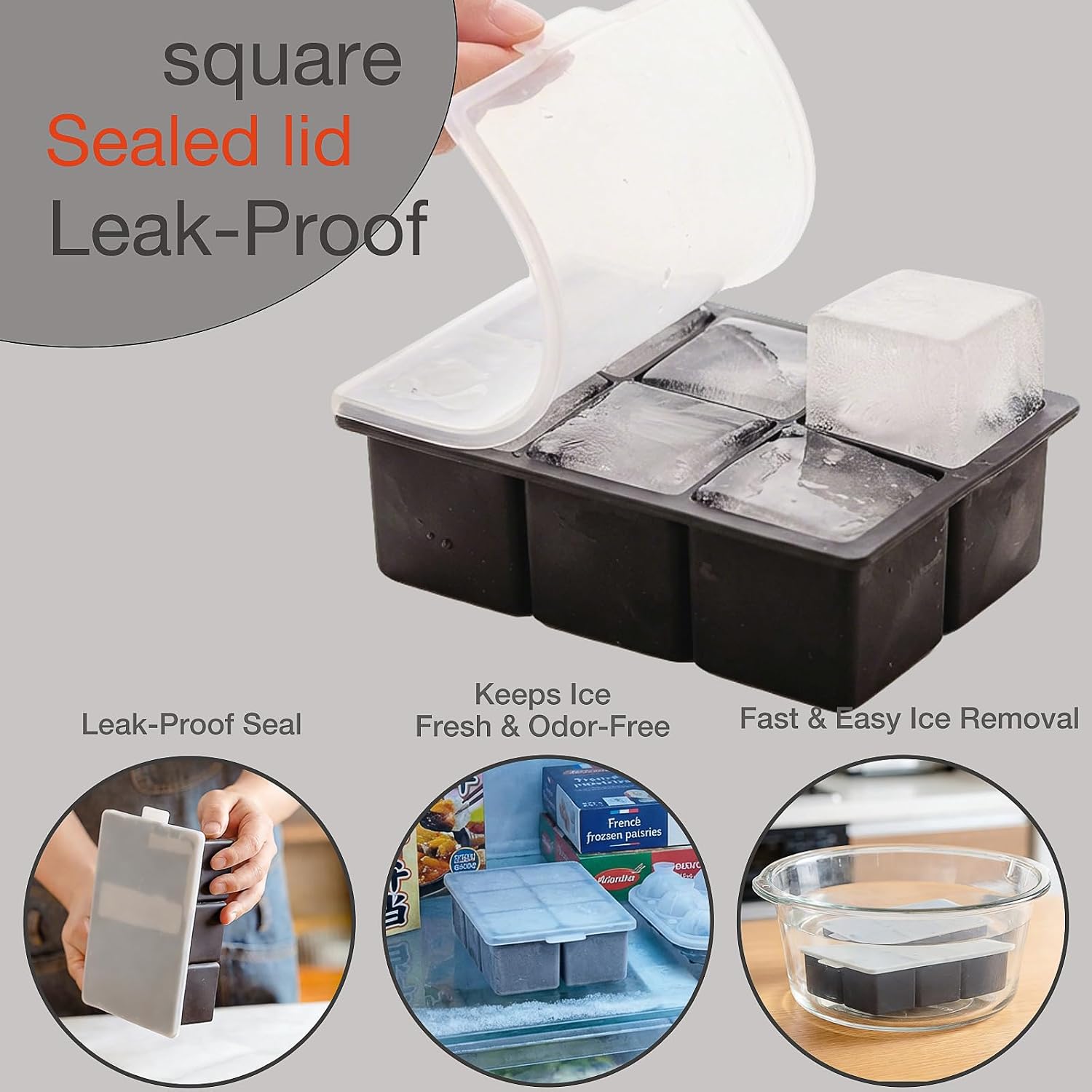 Large Square Ice Molds with Se - Silicone Mold Tray recensione e prezzo