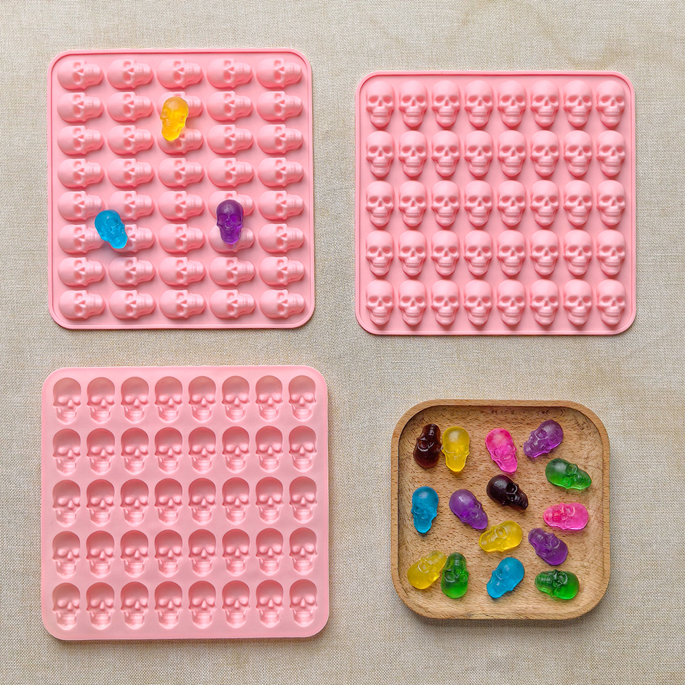 1pc 40 hole skull shaped bakin - Silicone Mold Tray recensione e prezzo