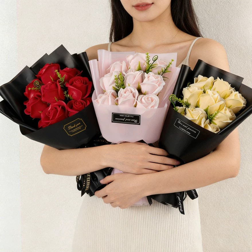 9 Heads Soap Flower Rose Bouqu - Dried Flower Bulk recensione e prezzo