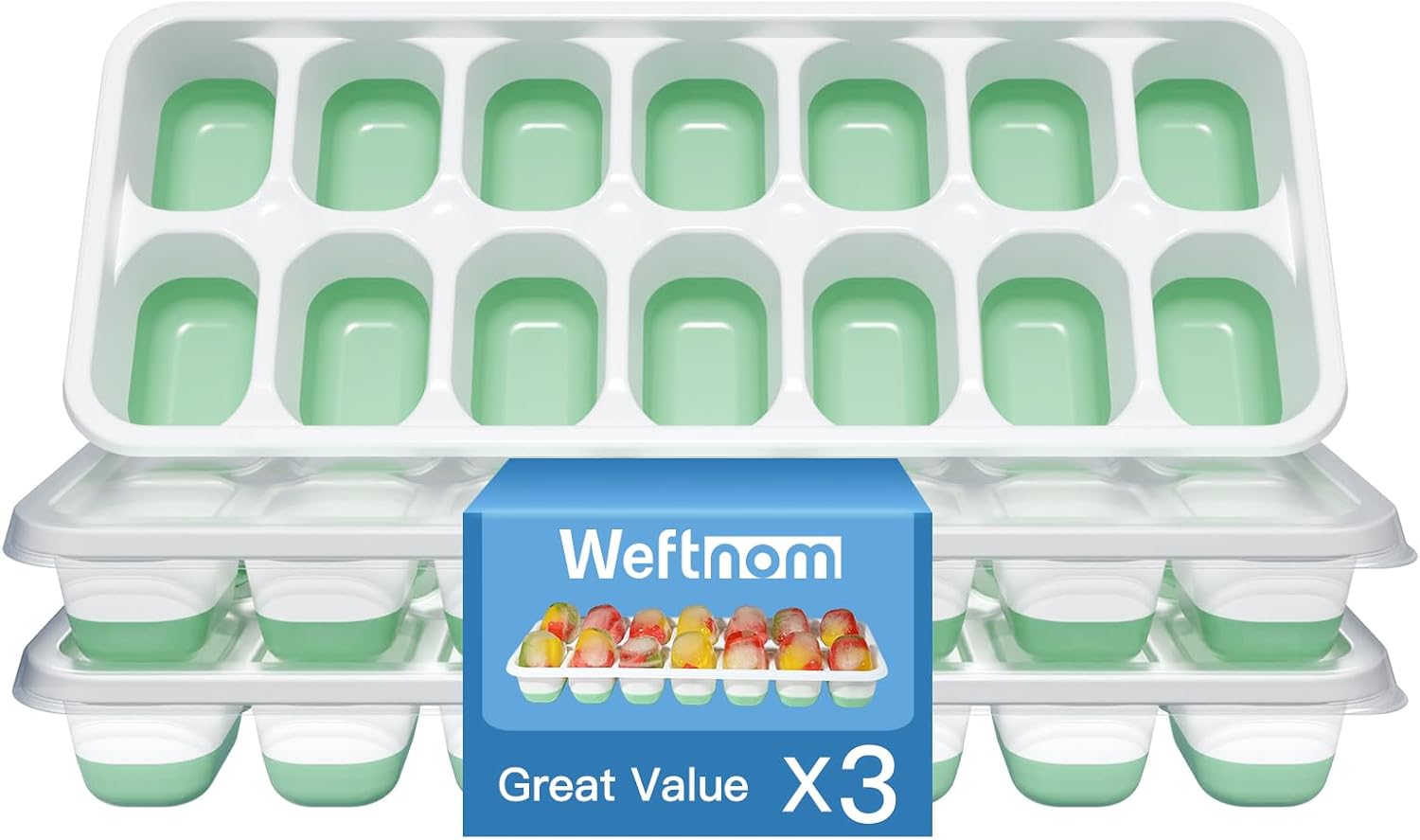 Ice Cube Tray with Lid, 3 Pack - Silicone Mold Tray recensione e prezzo