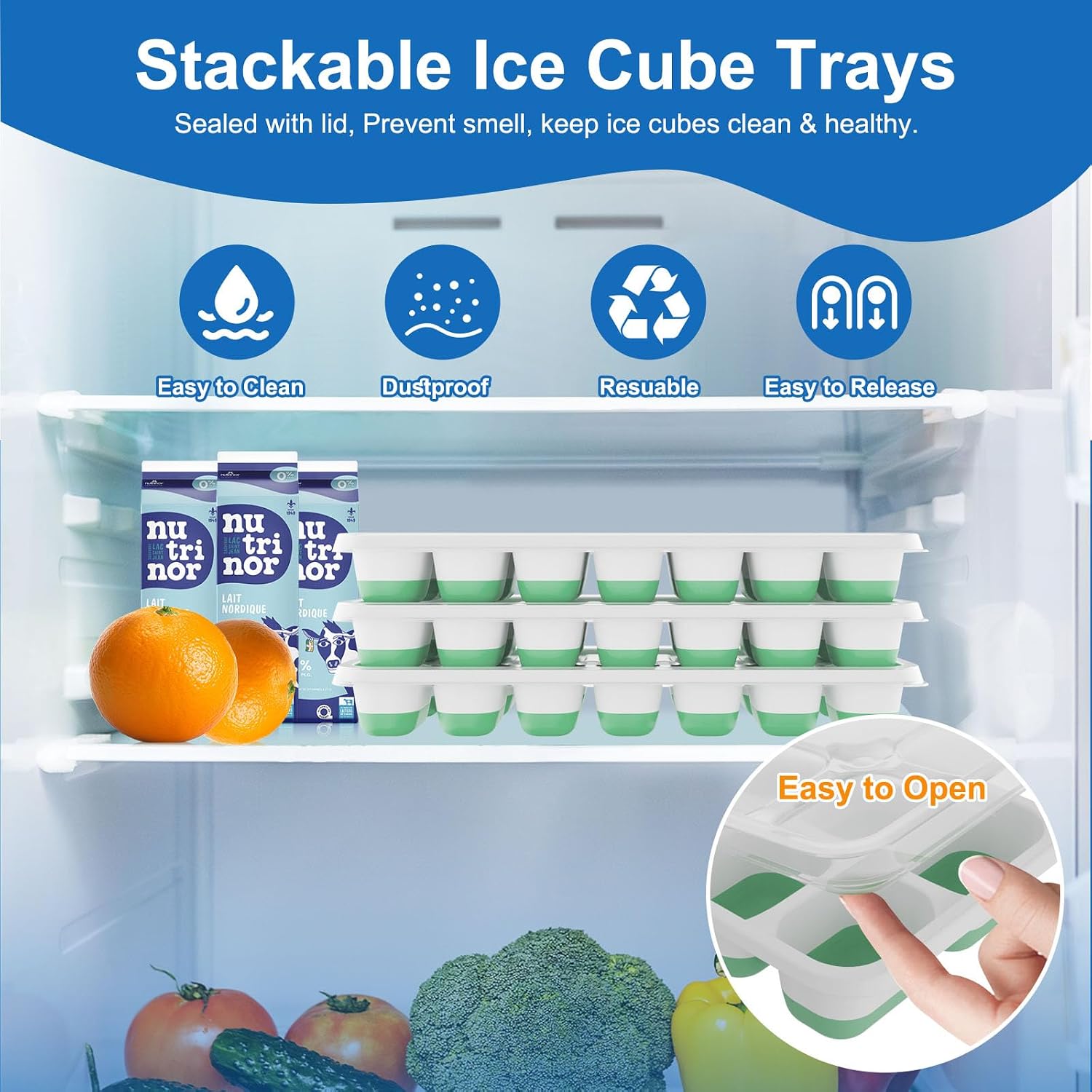 Ice Cube Tray with Lid, 3 Pack - Silicone Mold Tray recensione e prezzo