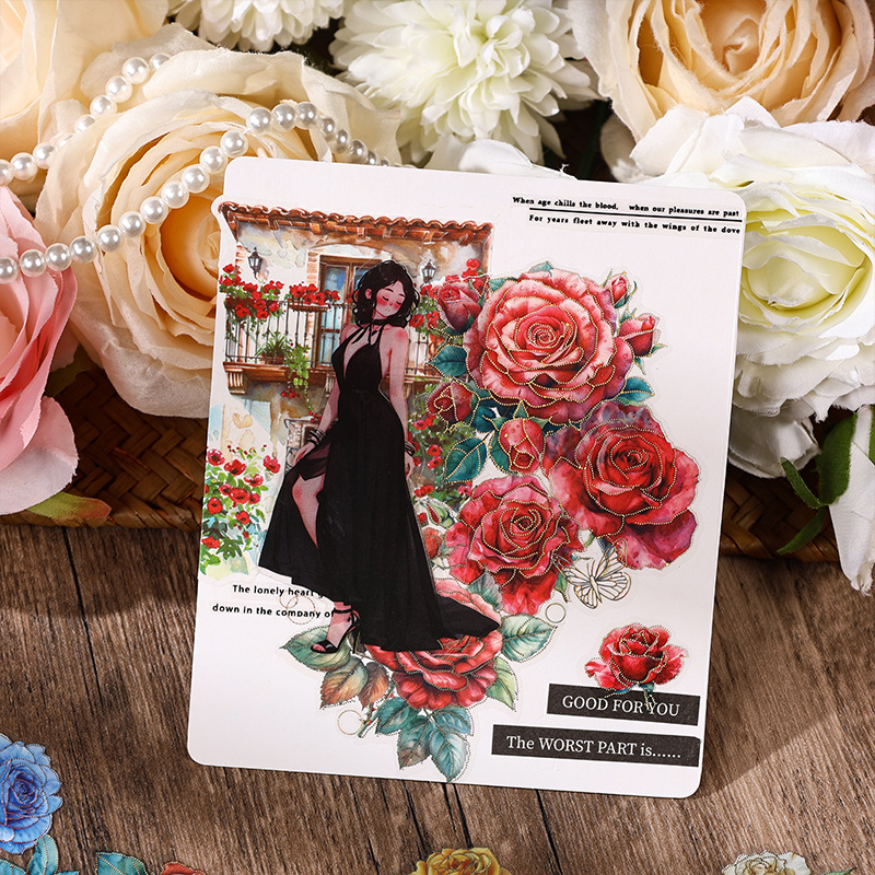 4 Sheets Colorful Rose Flower  - Gold Foil Flakes recensione e prezzo
