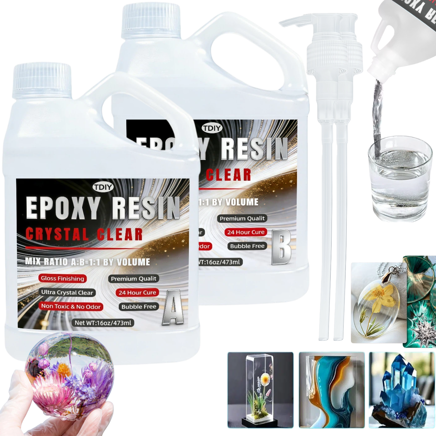 1:1 Crystal Clear Epoxy Resin  - Gold Foil Flakes recensione e prezzo