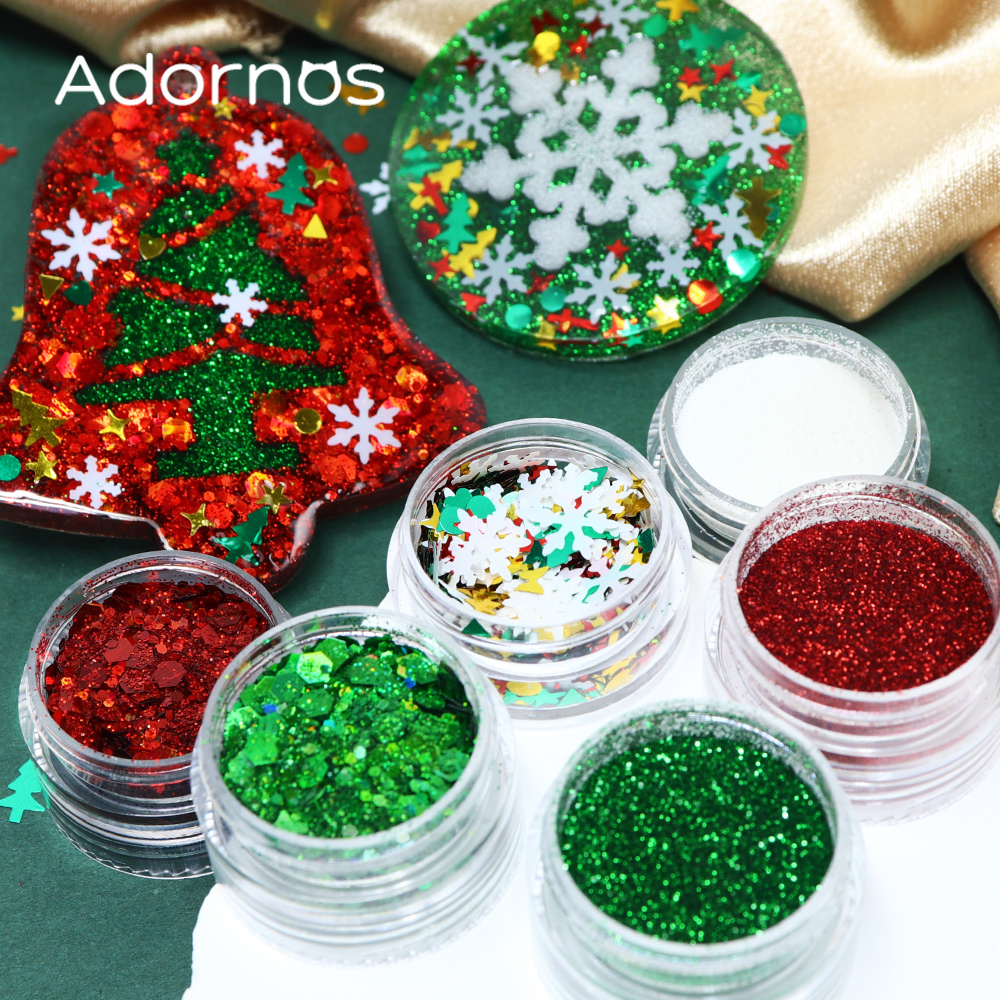 6 pcs/set Christmas Glitter Fo - Resin Glitter Pack recensione e prezzo