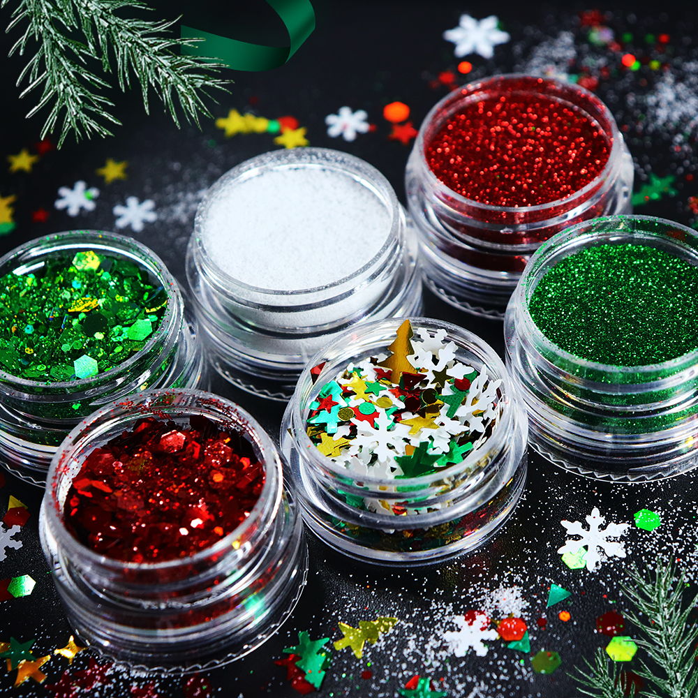 6 pcs/set Christmas Glitter Fo - Resin Glitter Pack recensione e prezzo