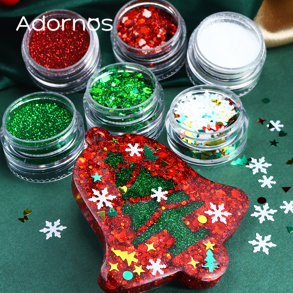 6 pcs/set Christmas Glitter Fo - Resin Glitter Pack recensione e prezzo