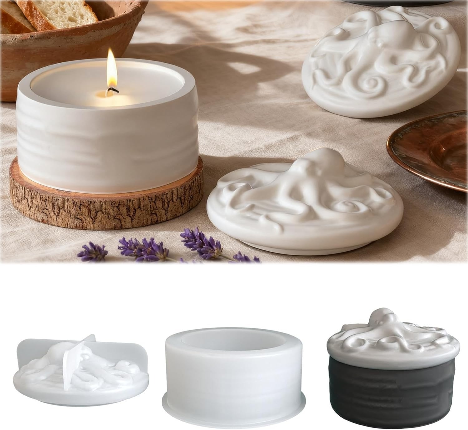 Octopus Lid Candle Jar Silicon - Resin Ocean Wave Mold recensione e prezzo